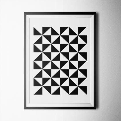 Black And White-triangle And Cube Poster Print