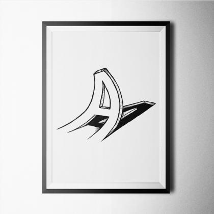 Black And White- Letter A Poster Print